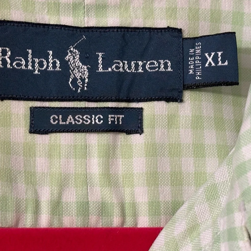 Ralph Lauren Light Green Gingham Shirt Aize XL